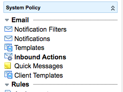 System Properties -> Inbound Email Actions